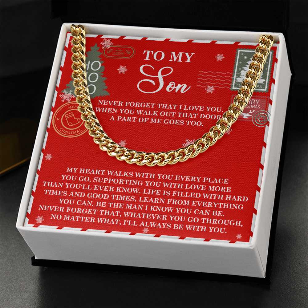 To My Son Christmas Cuban Chain Necklace – Meaningful Holiday Gift for Son from Mom or Dad