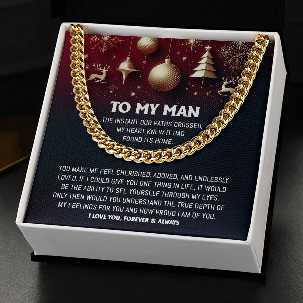 To My Man Cuban Chain Necklace | Romantic Holiday Gift for Him from Her