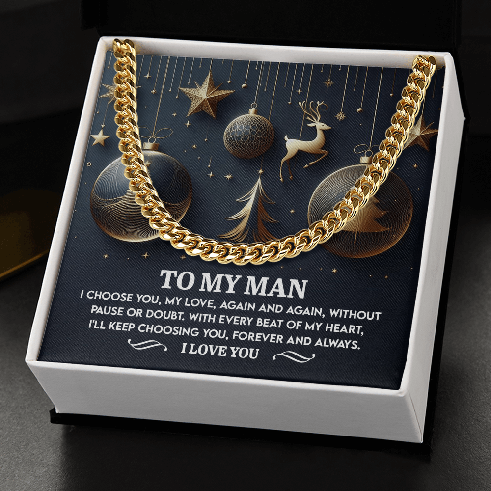 To My Man "Every Beat of My Heart" Christmas Message Card | Romantic Gift for Husband or Boyfriend | Holiday Love Keepsake