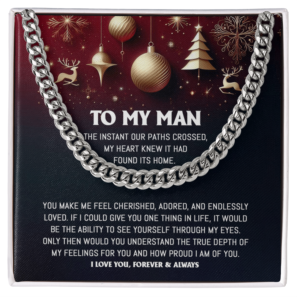 To My Man Cuban Chain Necklace | Romantic Holiday Gift for Him from Her