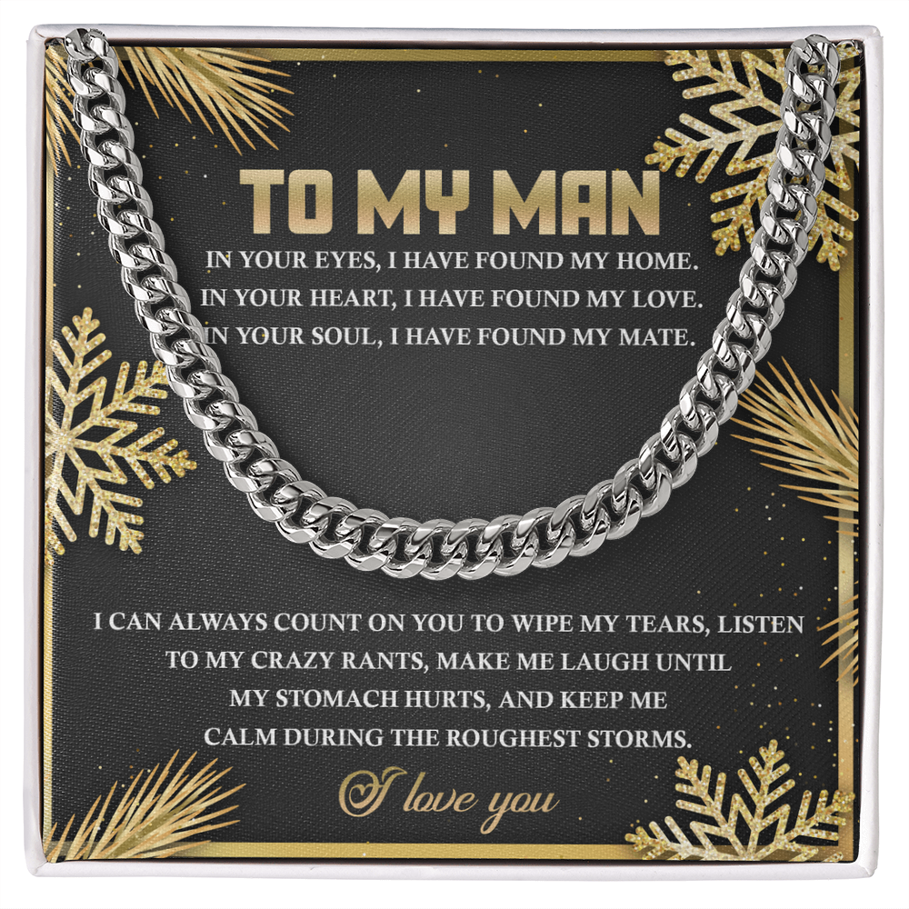 To My Man Cuban Chain Necklace – Romantic Holiday Gift for Him