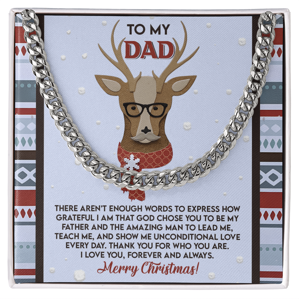 Dad Christmas Deer Cuban Chain Necklace – Meaningful Holiday Gift
