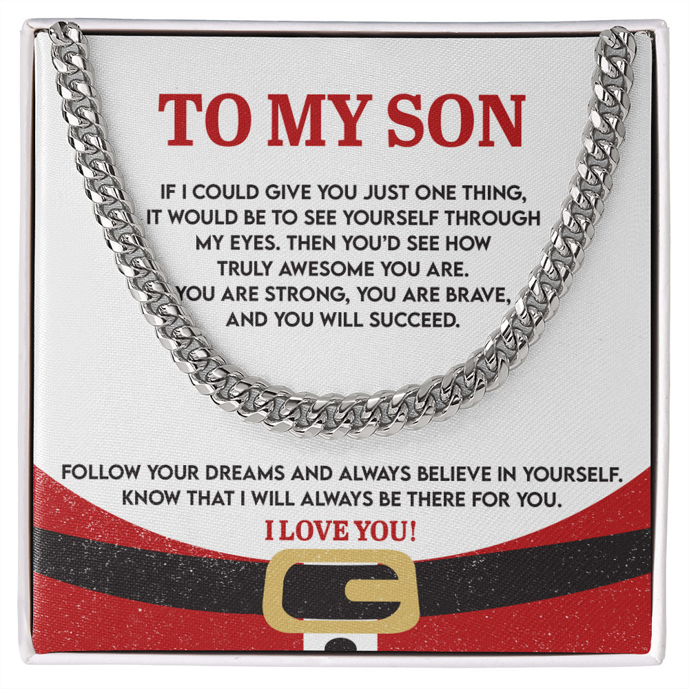 To My Son “See Yourself Through My Eyes” Christmas Message Card | Inspirational Gift for Son | Holiday Encouragement & Love Keepsake