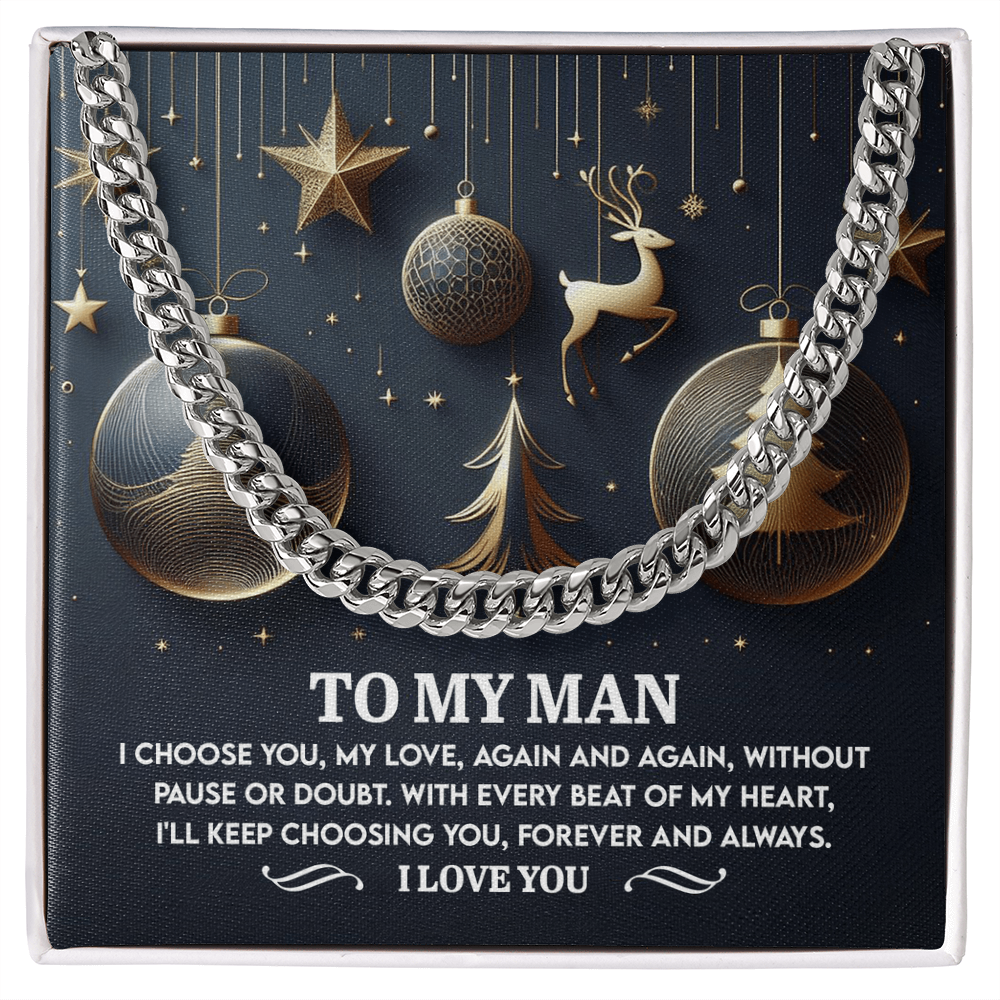 To My Man "Every Beat of My Heart" Christmas Message Card | Romantic Gift for Husband or Boyfriend | Holiday Love Keepsake