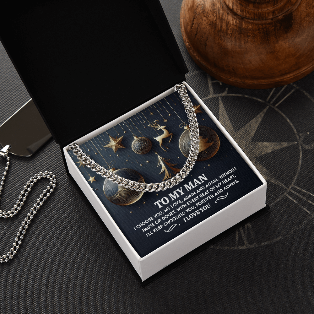 To My Man "Every Beat of My Heart" Christmas Message Card | Romantic Gift for Husband or Boyfriend | Holiday Love Keepsake