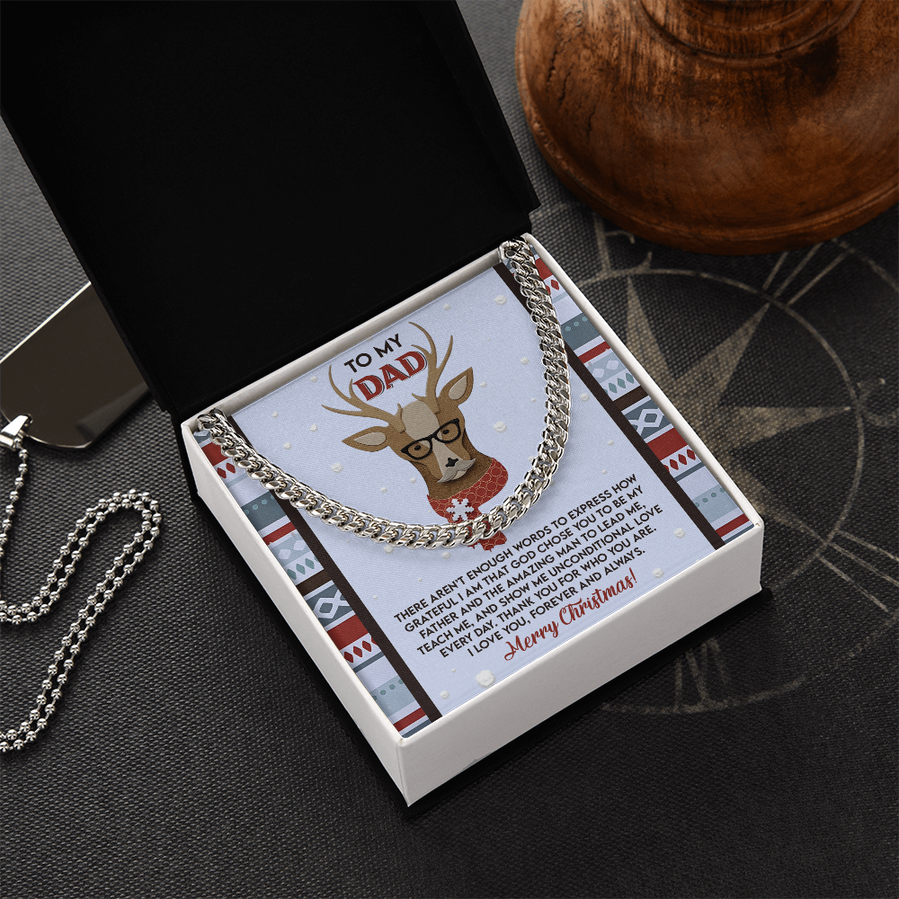 Dad Christmas Deer Cuban Chain Necklace – Meaningful Holiday Gift