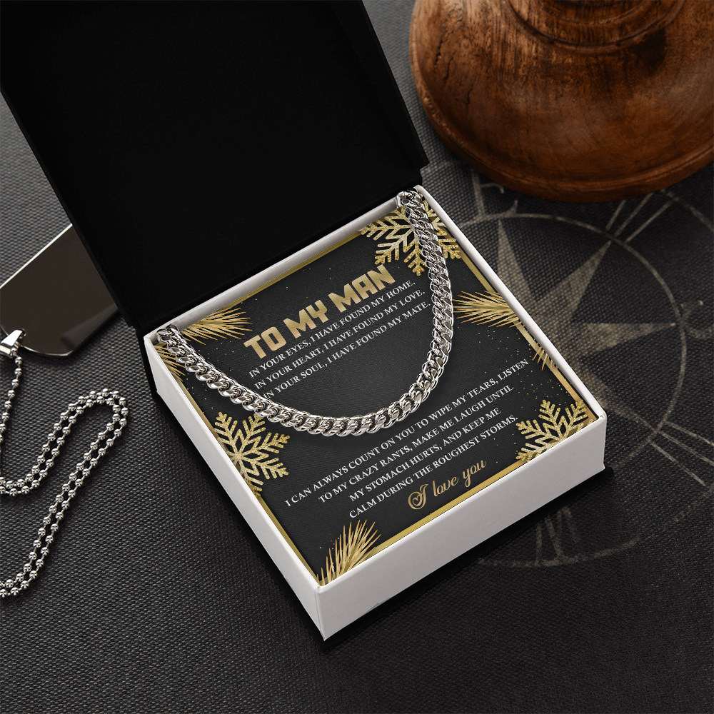 To My Man Cuban Chain Necklace – Romantic Holiday Gift for Him