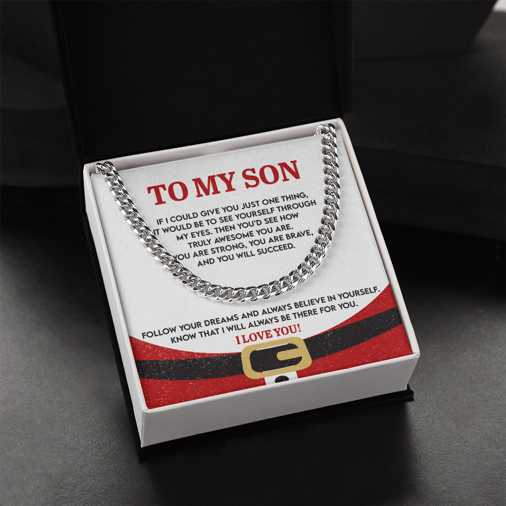 To My Son “See Yourself Through My Eyes” Christmas Message Card | Inspirational Gift for Son | Holiday Encouragement & Love Keepsake