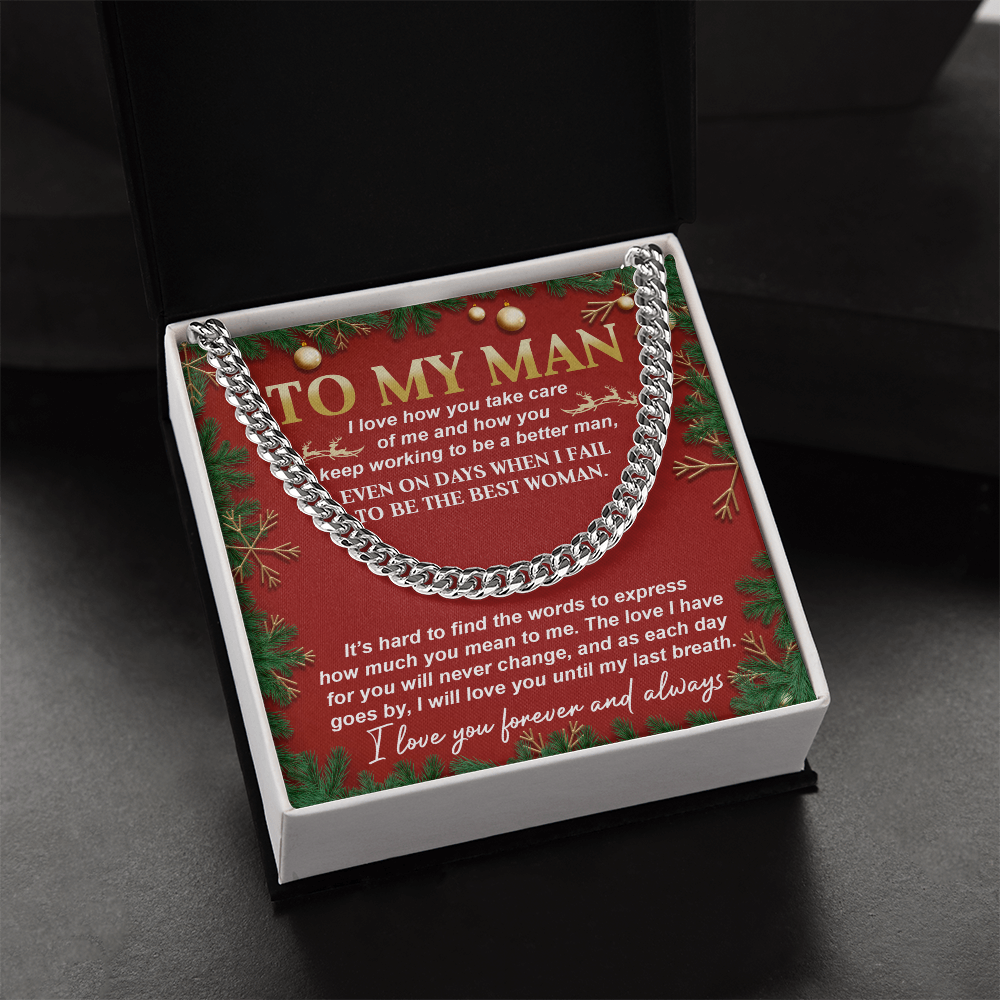 To My Man Cuban Chain Necklace – Romantic Christmas Gift For Him