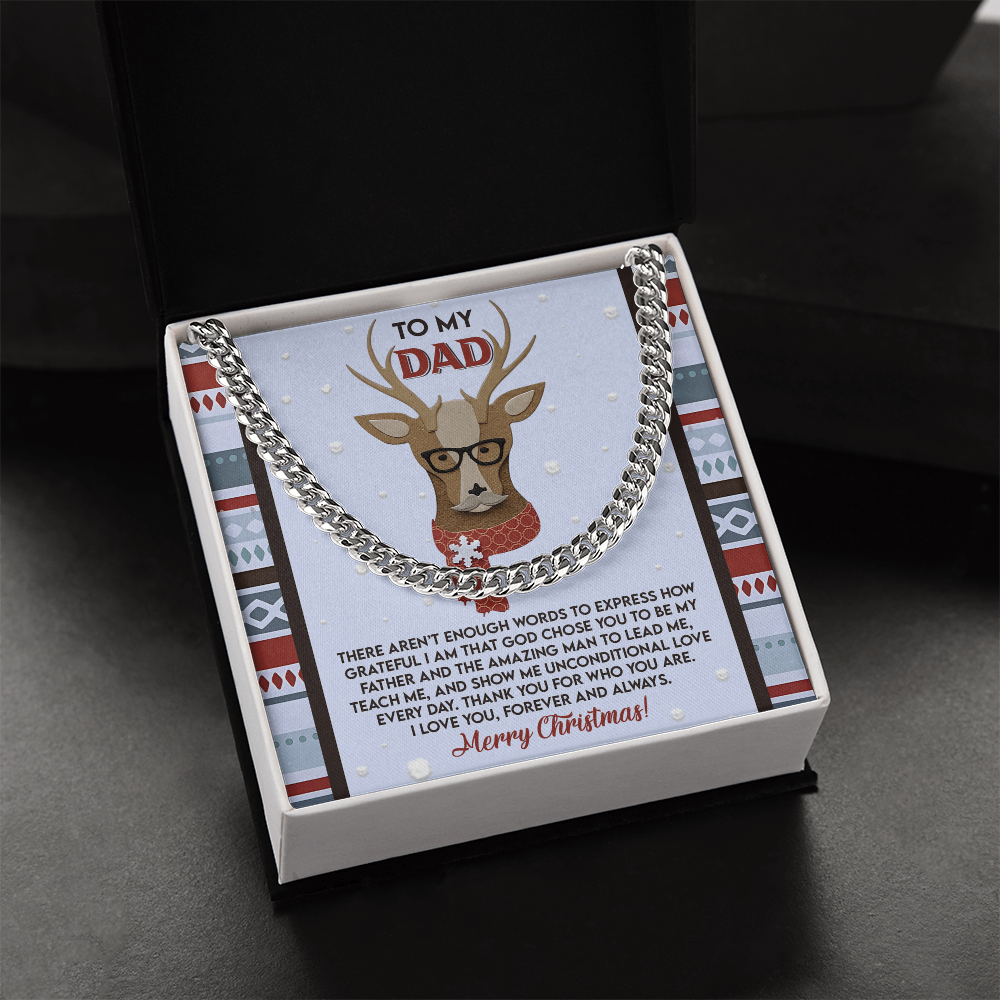 Dad Christmas Deer Cuban Chain Necklace – Meaningful Holiday Gift