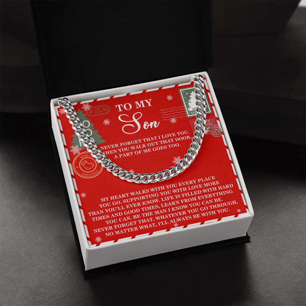 To My Son Christmas Cuban Chain Necklace – Meaningful Holiday Gift for Son from Mom or Dad