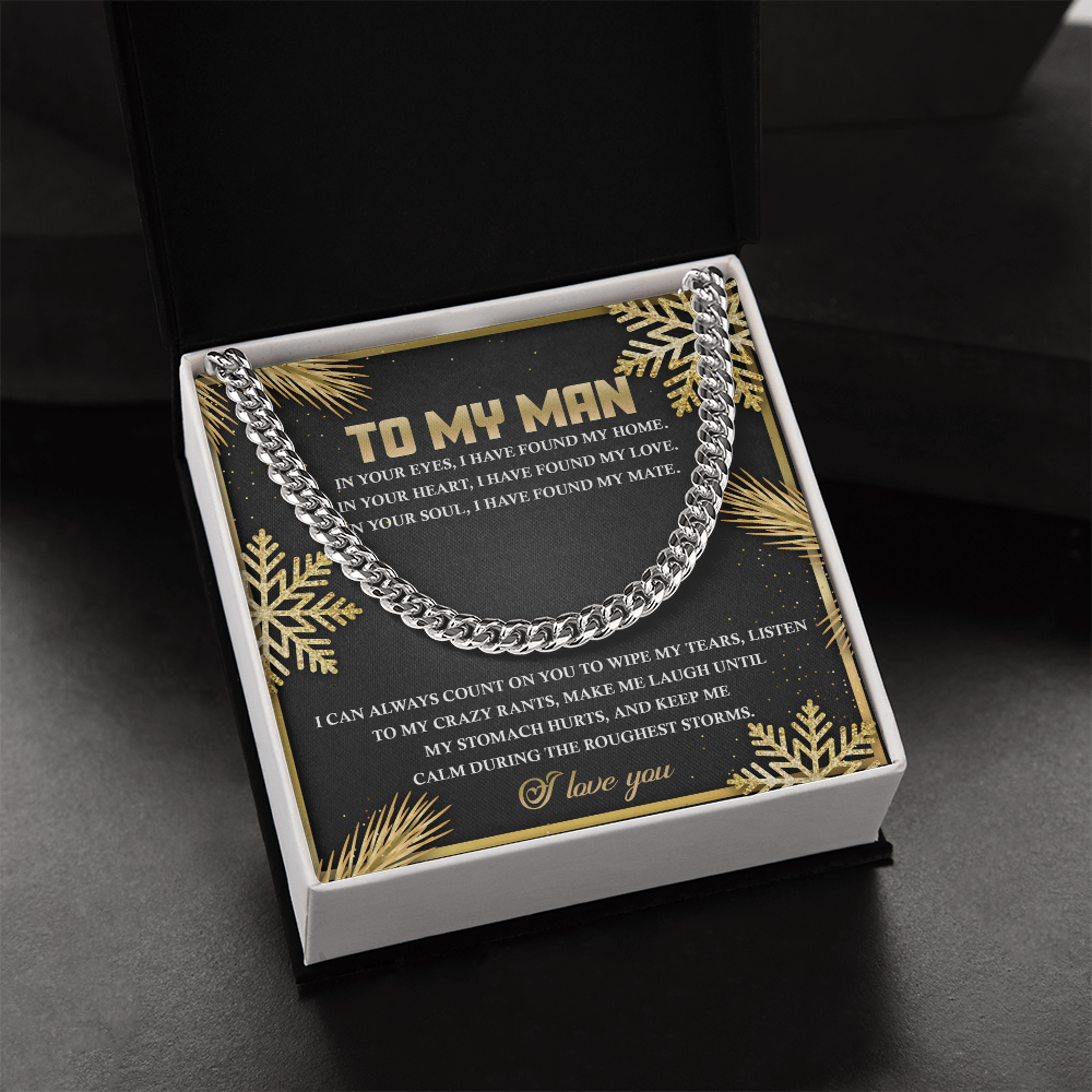 To My Man Cuban Chain Necklace – Romantic Holiday Gift for Him