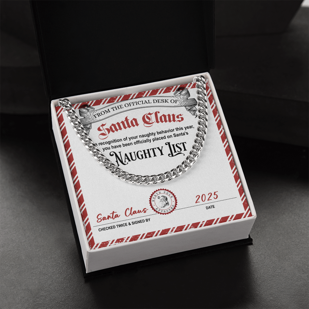 Santa's Naughty List Message Card | Funny Christmas Gift for Him | Naughty Behavior Holiday Keepsake for Husband. Soulmate, or Boyfriend