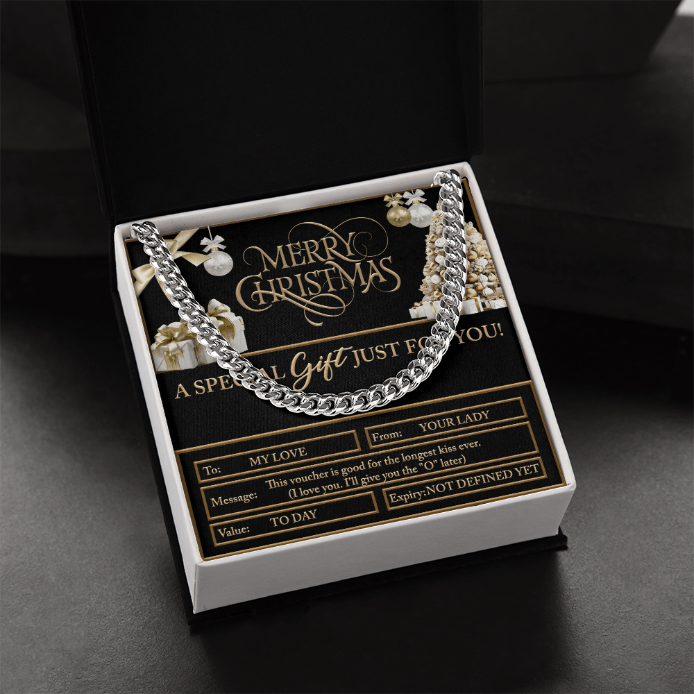 Merry Christmas Cuban Chain Necklace – Funny Romantic Voucher Gift for Him