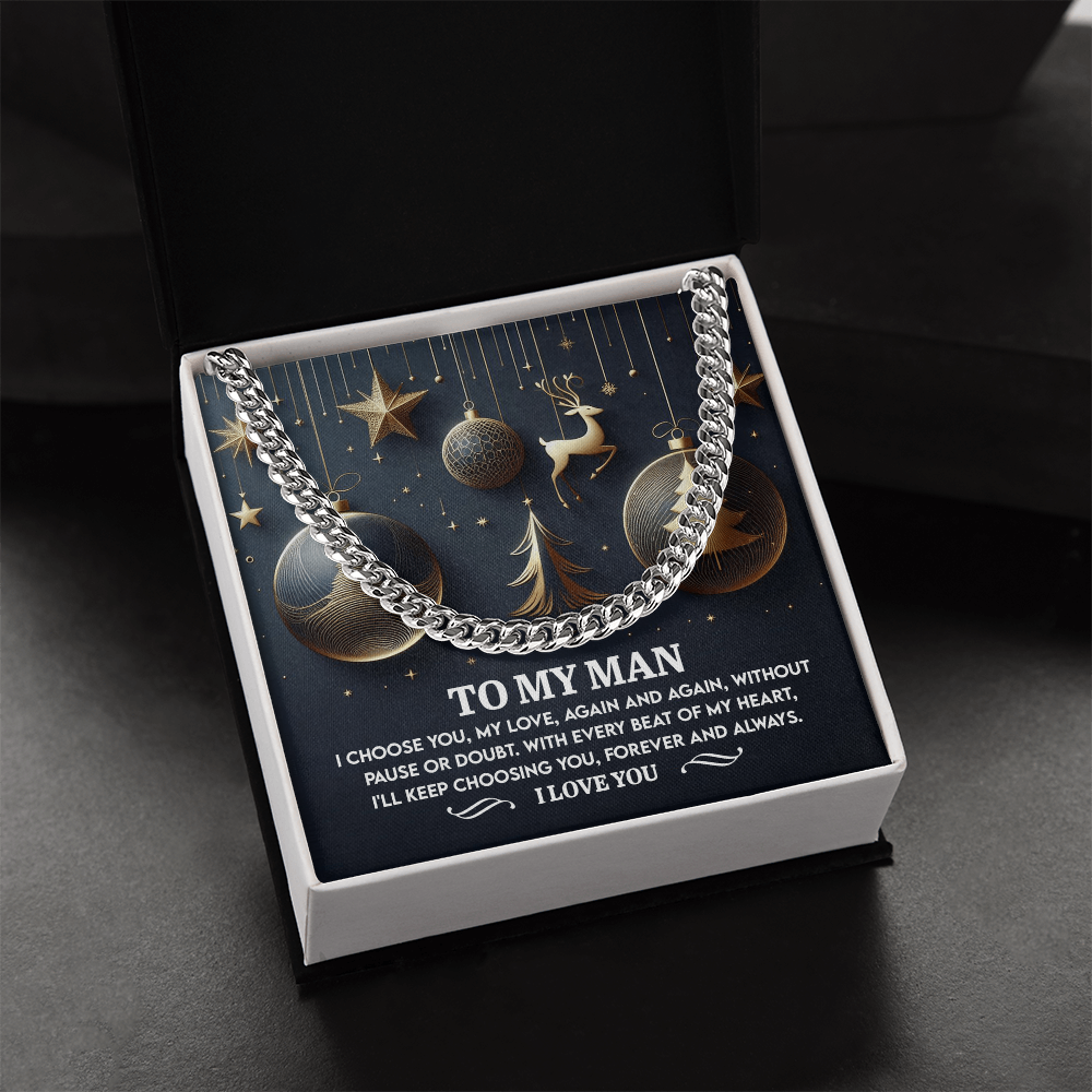 To My Man "Every Beat of My Heart" Christmas Message Card | Romantic Gift for Husband or Boyfriend | Holiday Love Keepsake