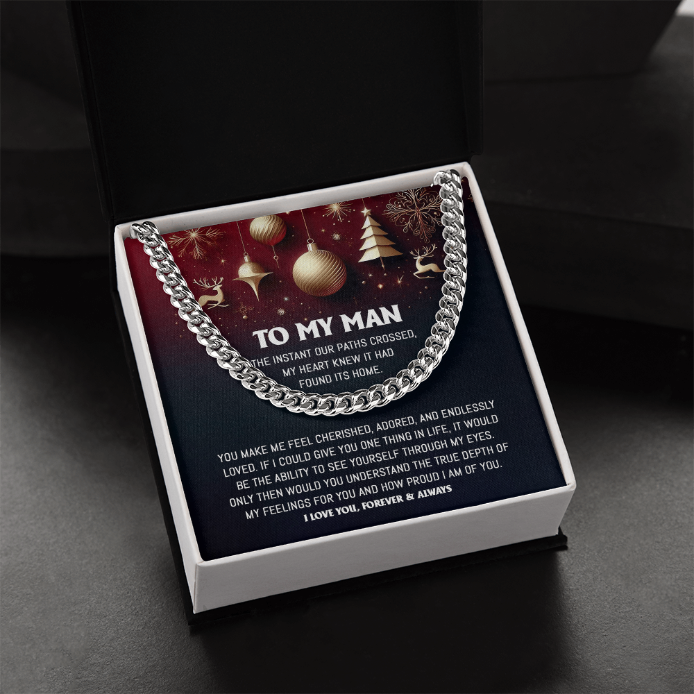To My Man Cuban Chain Necklace | Romantic Holiday Gift for Him from Her