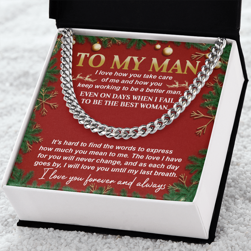 To My Man Cuban Chain Necklace – Romantic Christmas Gift For Him