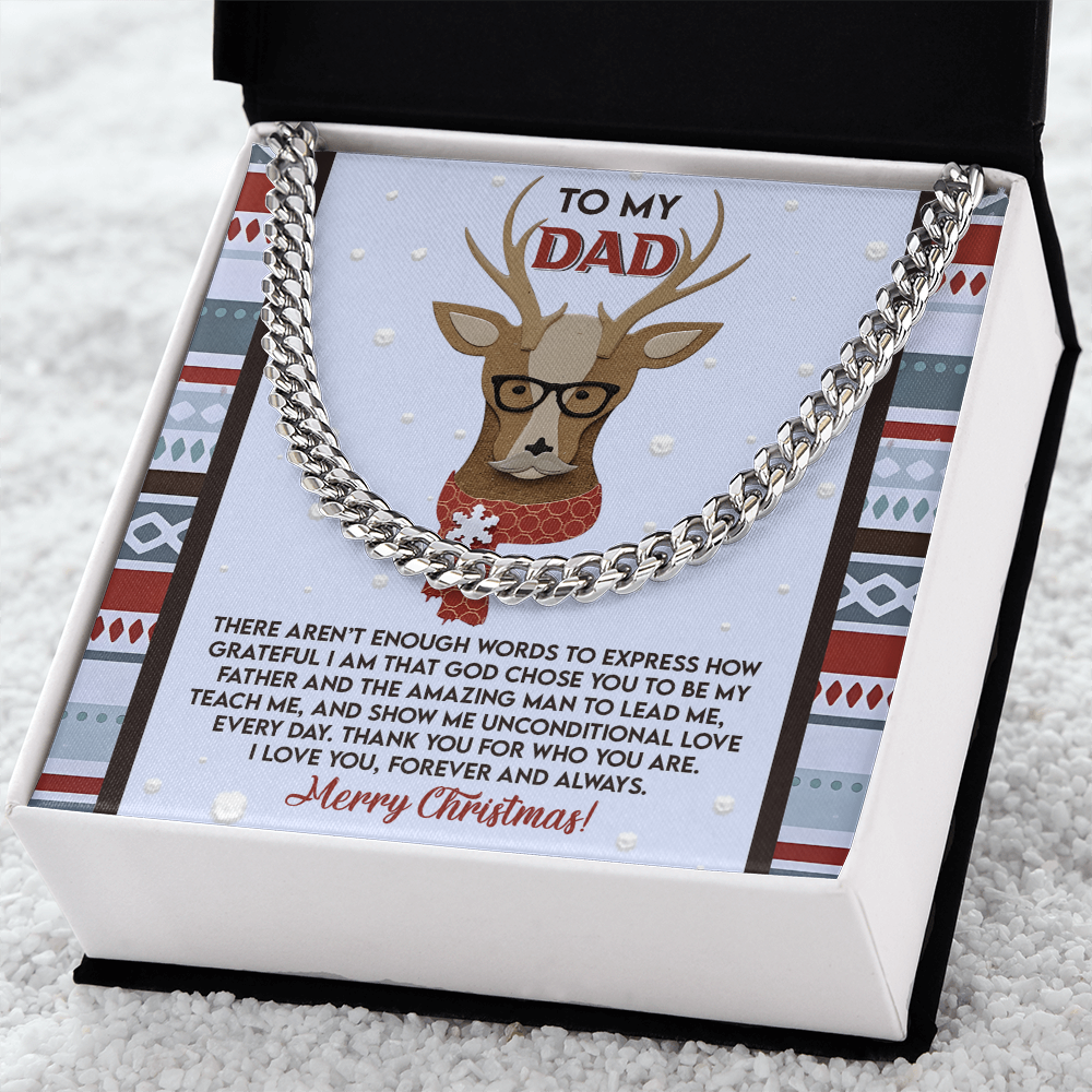 Dad Christmas Deer Cuban Chain Necklace – Meaningful Holiday Gift