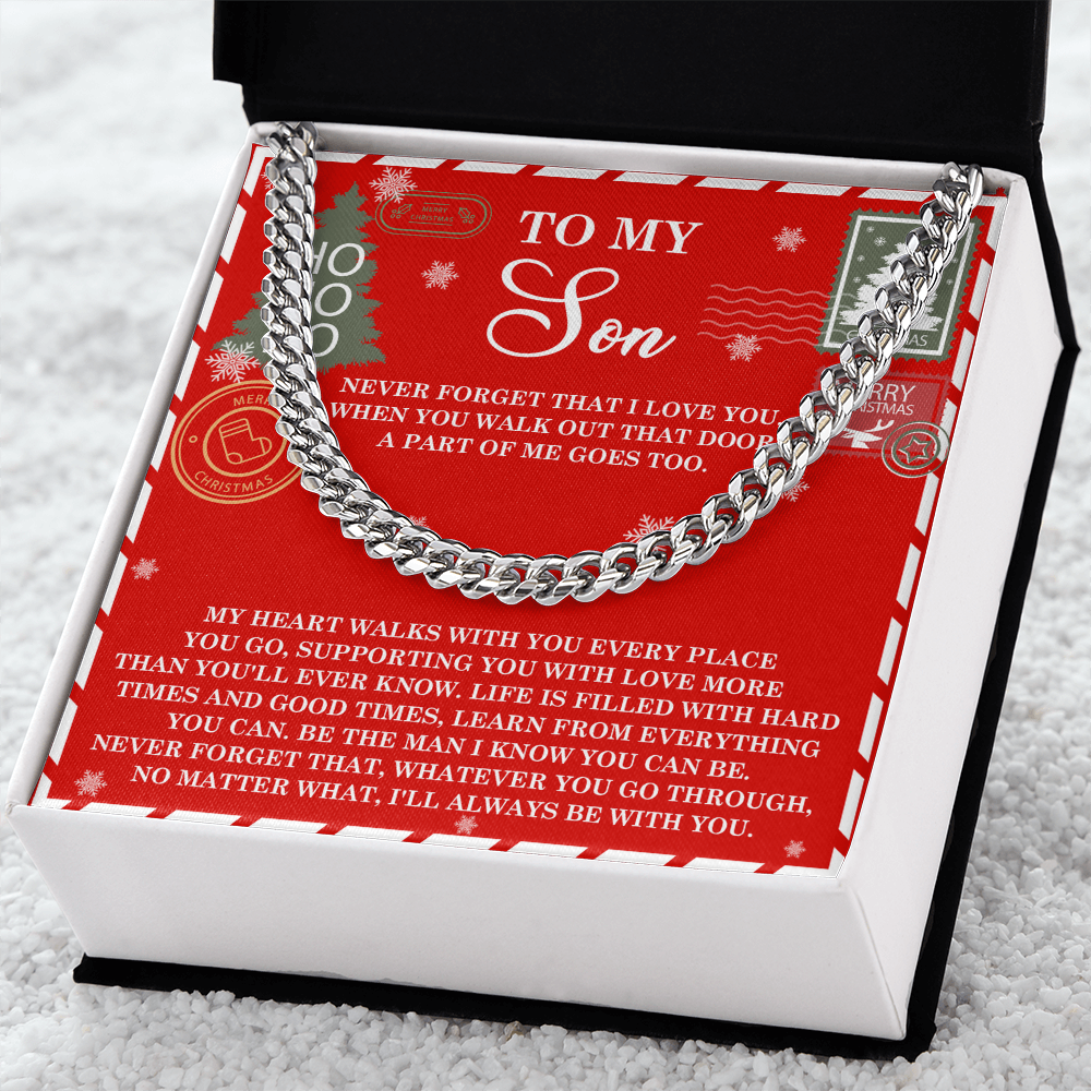 To My Son Christmas Cuban Chain Necklace – Meaningful Holiday Gift for Son from Mom or Dad