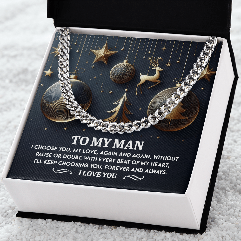 To My Man "Every Beat of My Heart" Christmas Message Card | Romantic Gift for Husband or Boyfriend | Holiday Love Keepsake