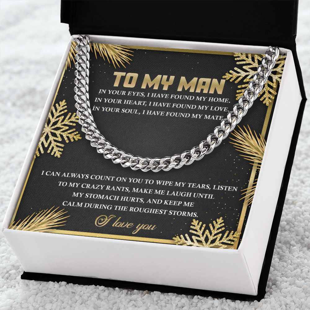 To My Man Cuban Chain Necklace – Romantic Holiday Gift for Him
