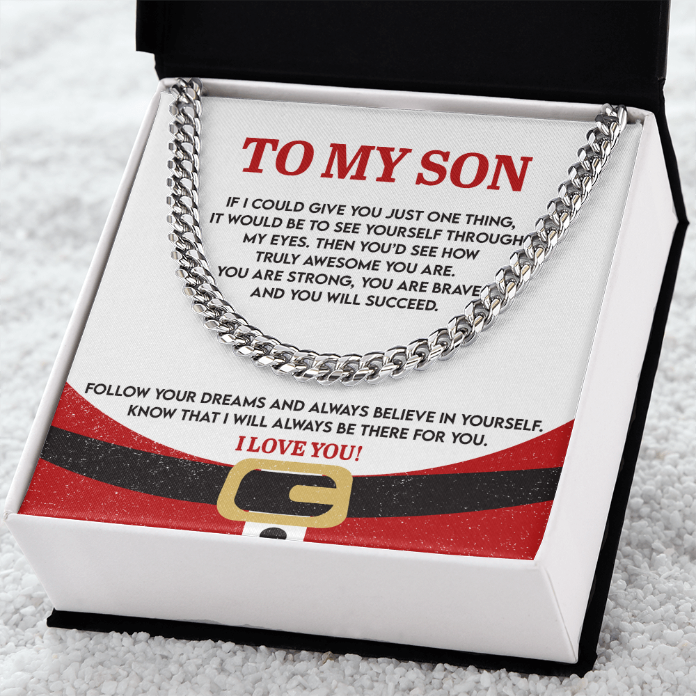 To My Son “See Yourself Through My Eyes” Christmas Message Card | Inspirational Gift for Son | Holiday Encouragement & Love Keepsake