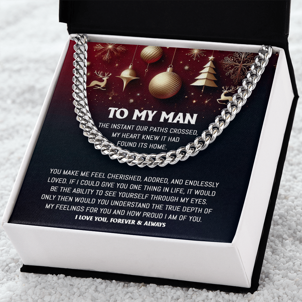 To My Man Cuban Chain Necklace | Romantic Holiday Gift for Him from Her