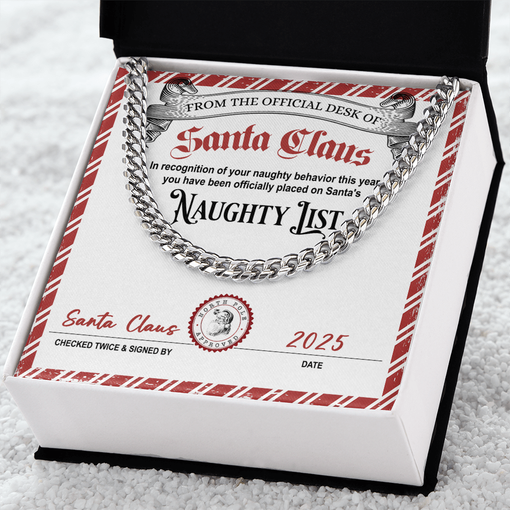 Santa's Naughty List Message Card | Funny Christmas Gift for Him | Naughty Behavior Holiday Keepsake for Husband. Soulmate, or Boyfriend