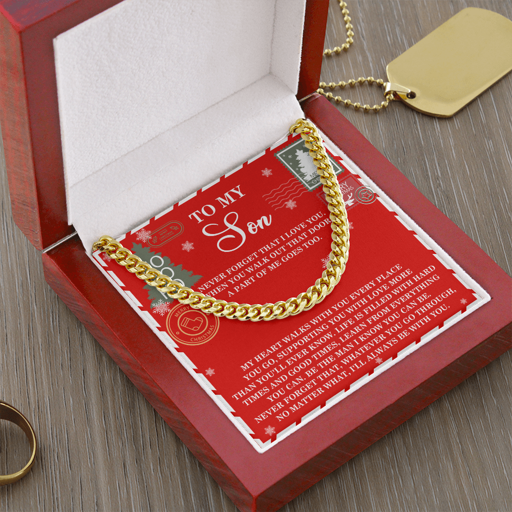 To My Son Christmas Cuban Chain Necklace – Meaningful Holiday Gift for Son from Mom or Dad