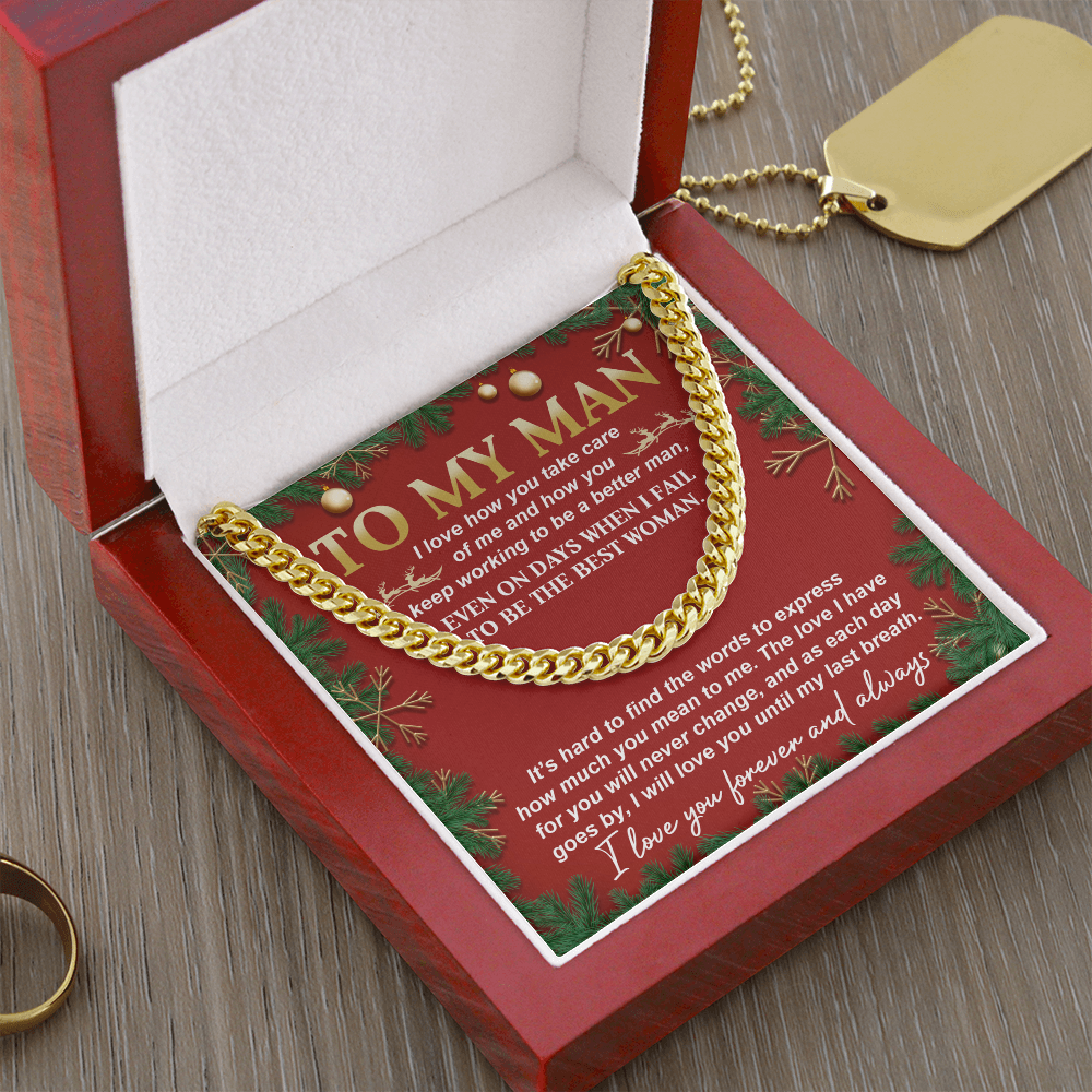 To My Man Cuban Chain Necklace – Romantic Christmas Gift For Him