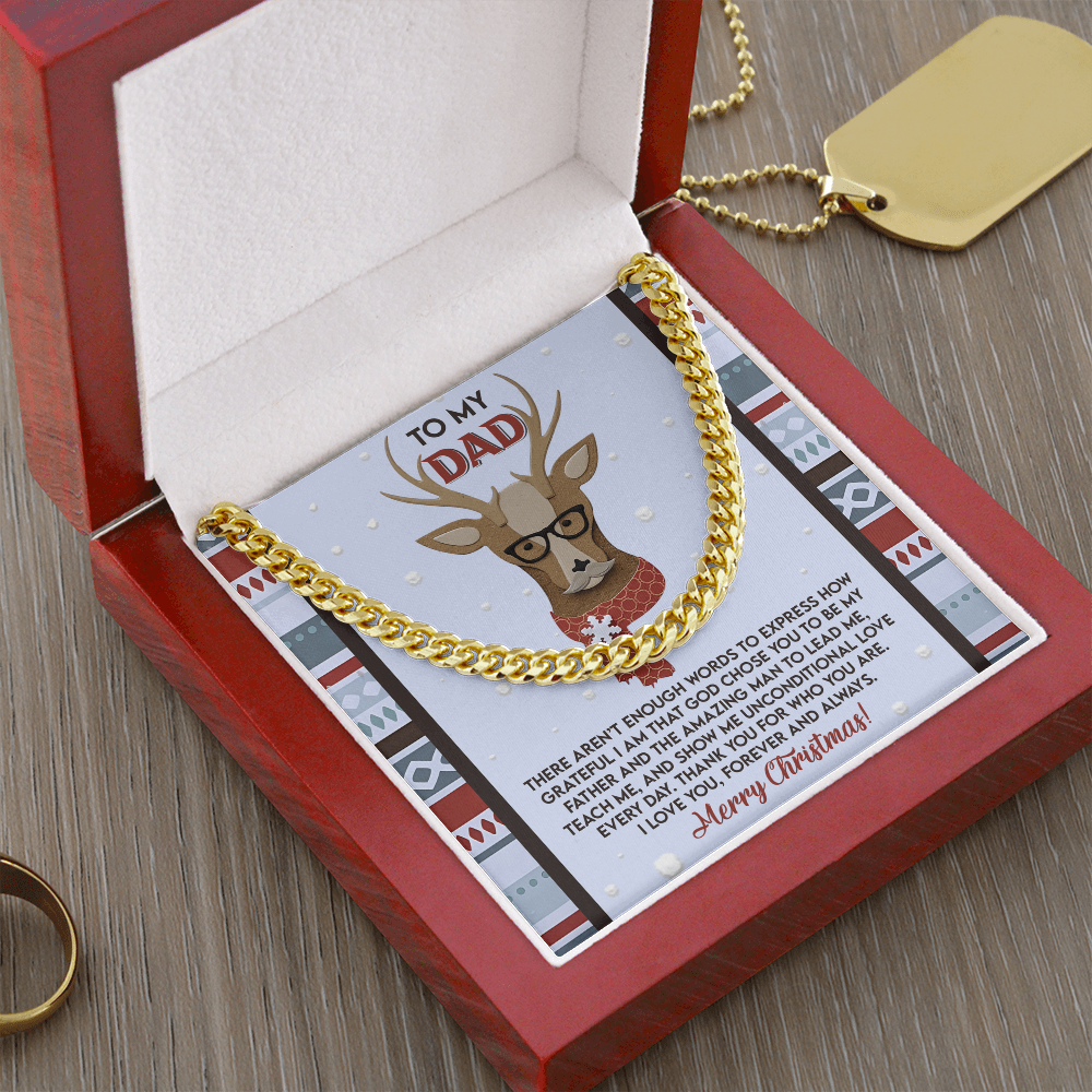 Dad Christmas Deer Cuban Chain Necklace – Meaningful Holiday Gift