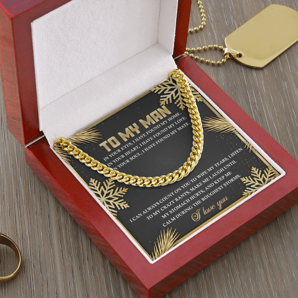 To My Man Cuban Chain Necklace – Romantic Holiday Gift for Him