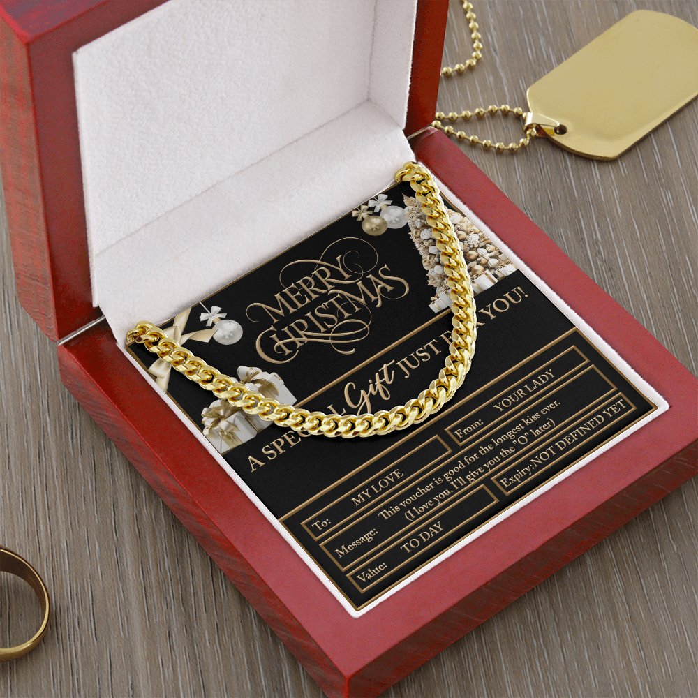 Merry Christmas Cuban Chain Necklace – Funny Romantic Voucher Gift for Him