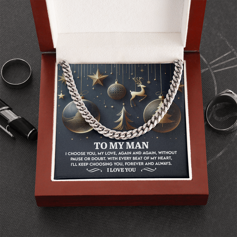 To My Man "Every Beat of My Heart" Christmas Message Card | Romantic Gift for Husband or Boyfriend | Holiday Love Keepsake