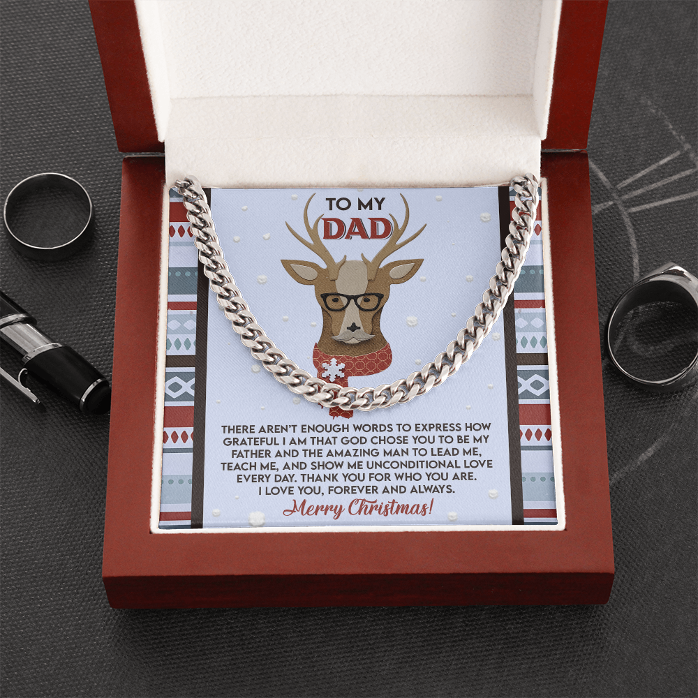 Dad Christmas Deer Cuban Chain Necklace – Meaningful Holiday Gift