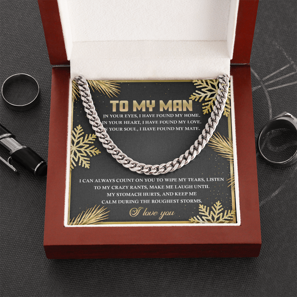 To My Man Cuban Chain Necklace – Romantic Holiday Gift for Him