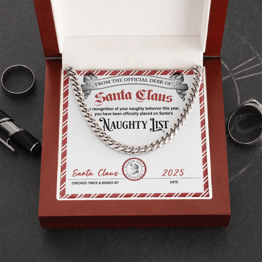 Santa's Naughty List Message Card | Funny Christmas Gift for Him | Naughty Behavior Holiday Keepsake for Husband. Soulmate, or Boyfriend