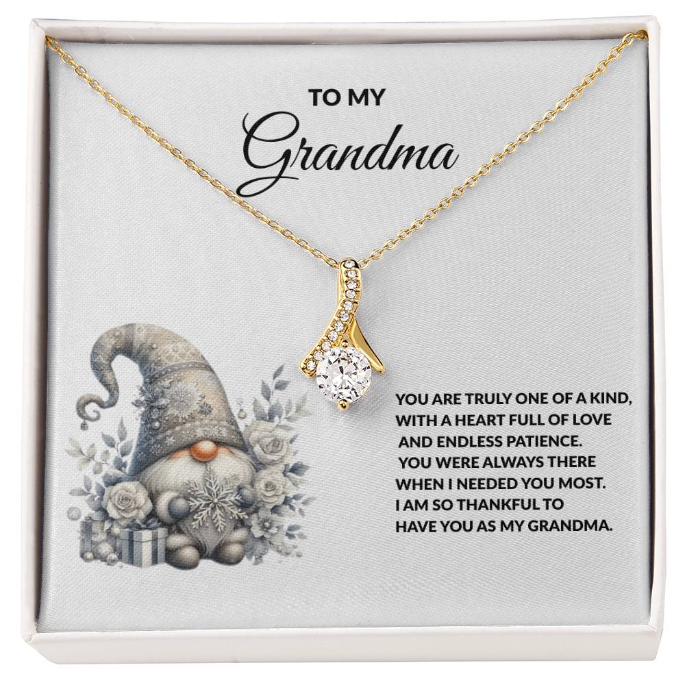 To My Grandma Necklace – Meaningful Gift for Grandma, Winter Gnome Necklace from Grandchild