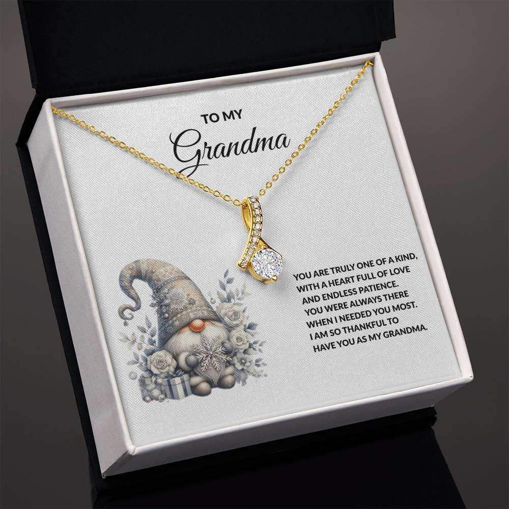 To My Grandma Necklace – Meaningful Gift for Grandma, Winter Gnome Necklace from Grandchild