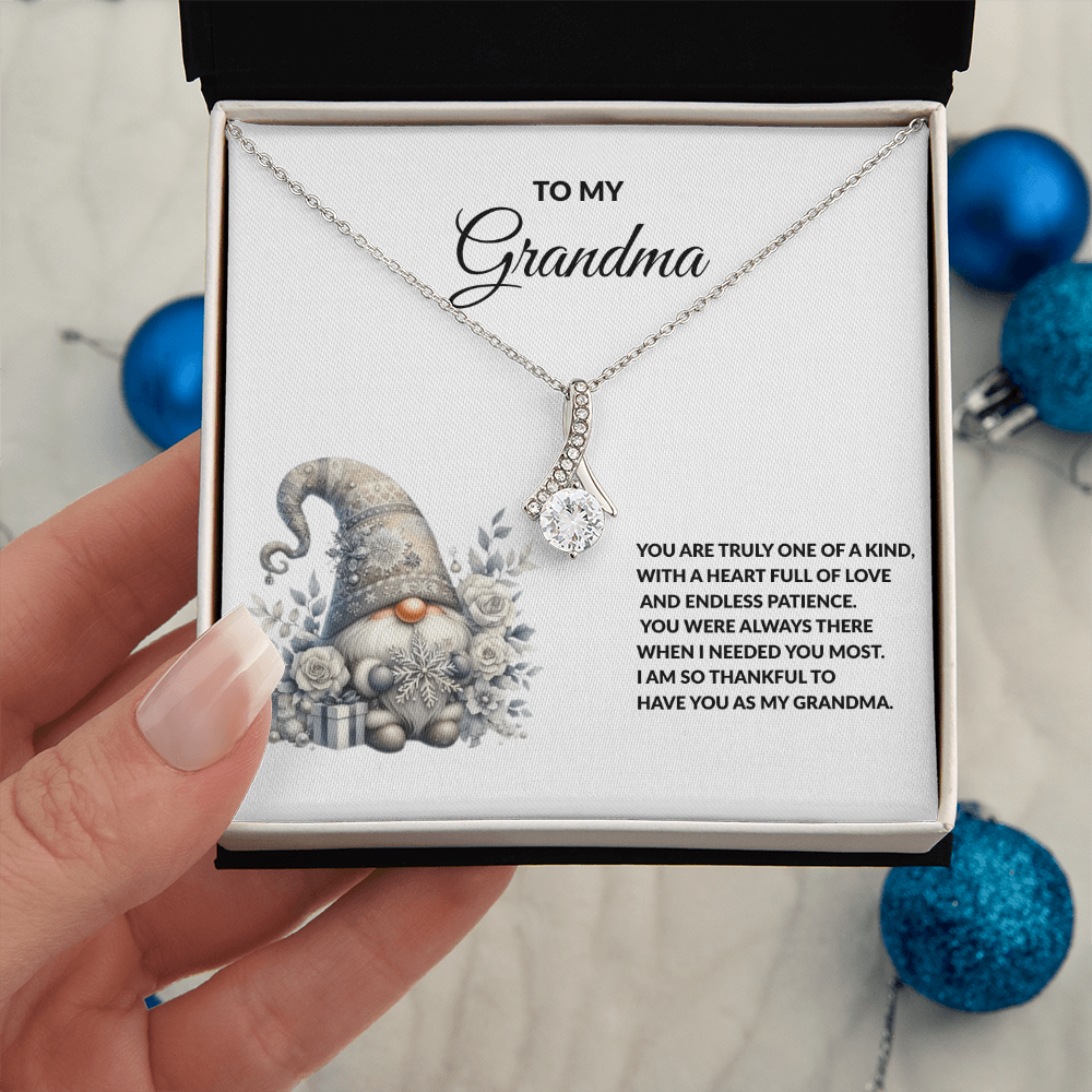 To My Grandma Necklace – Meaningful Gift for Grandma, Winter Gnome Necklace from Grandchild