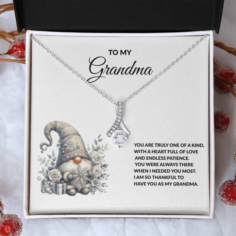To My Grandma Necklace – Meaningful Gift for Grandma, Winter Gnome Necklace from Grandchild