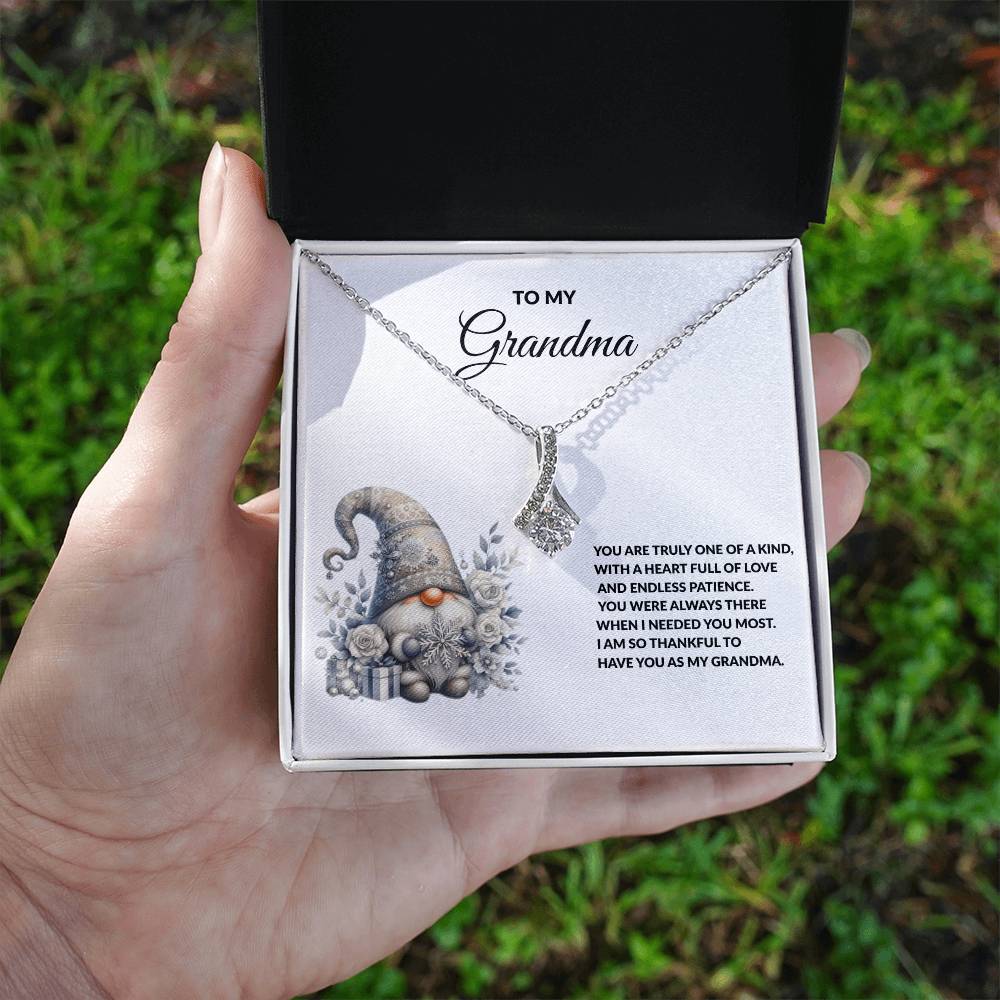 To My Grandma Necklace – Meaningful Gift for Grandma, Winter Gnome Necklace from Grandchild
