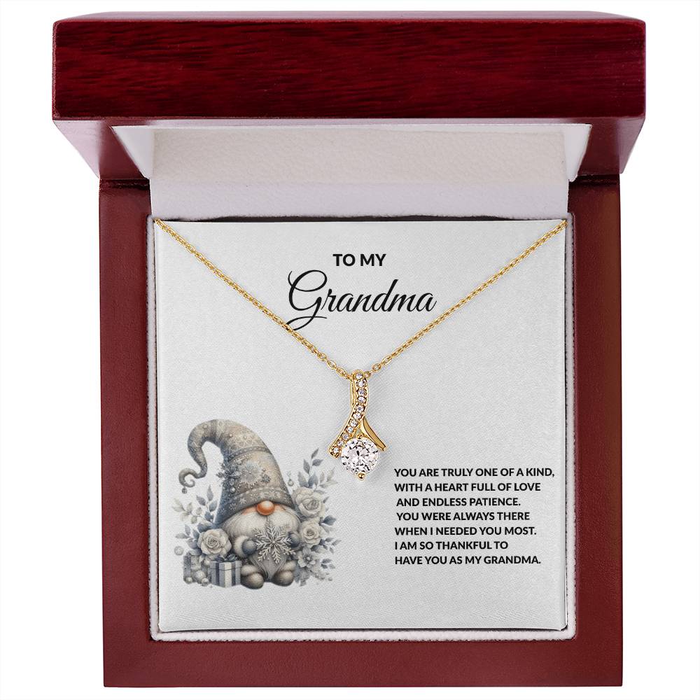 To My Grandma Necklace – Meaningful Gift for Grandma, Winter Gnome Necklace from Grandchild