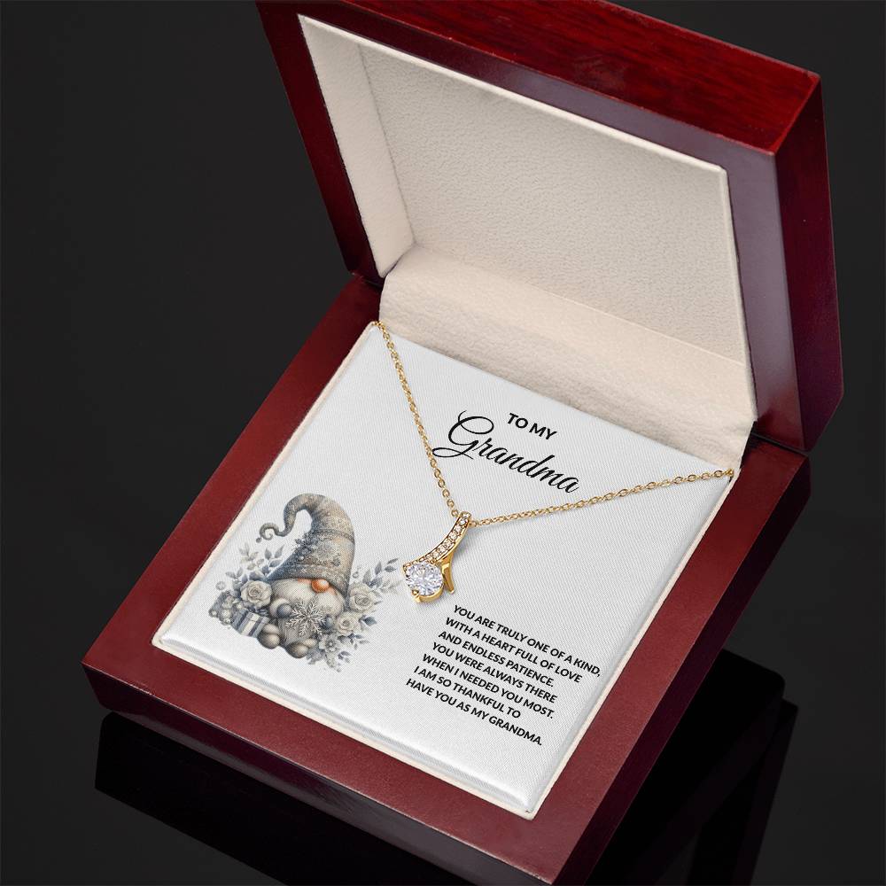 To My Grandma Necklace – Meaningful Gift for Grandma, Winter Gnome Necklace from Grandchild