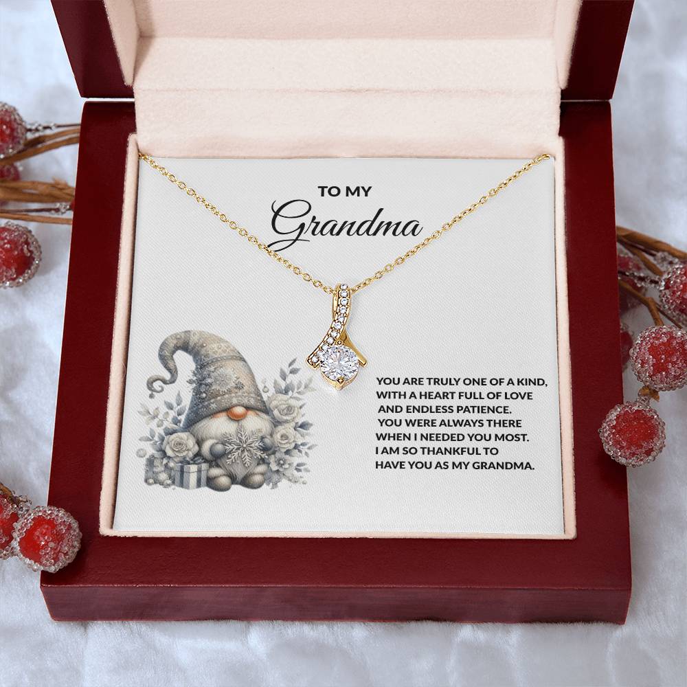 To My Grandma Necklace – Meaningful Gift for Grandma, Winter Gnome Necklace from Grandchild