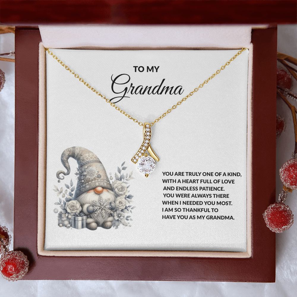 To My Grandma Necklace – Meaningful Gift for Grandma, Winter Gnome Necklace from Grandchild