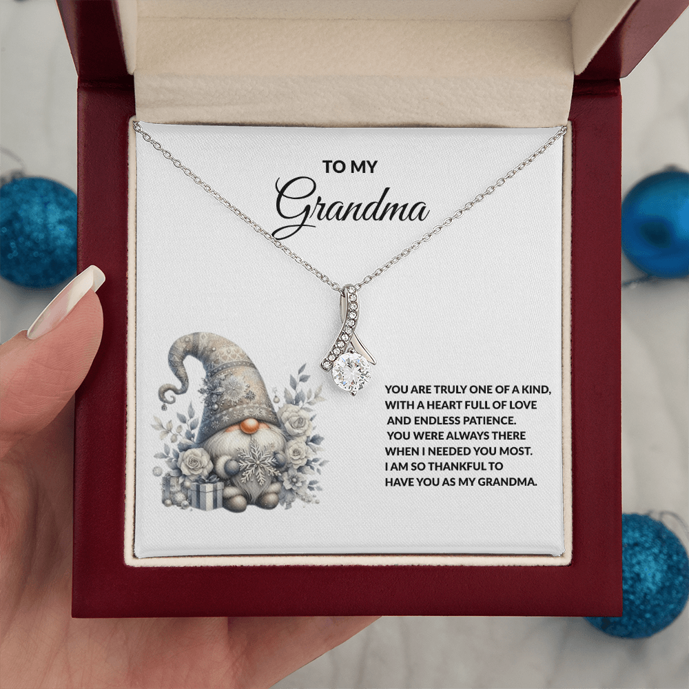 To My Grandma Necklace – Meaningful Gift for Grandma, Winter Gnome Necklace from Grandchild