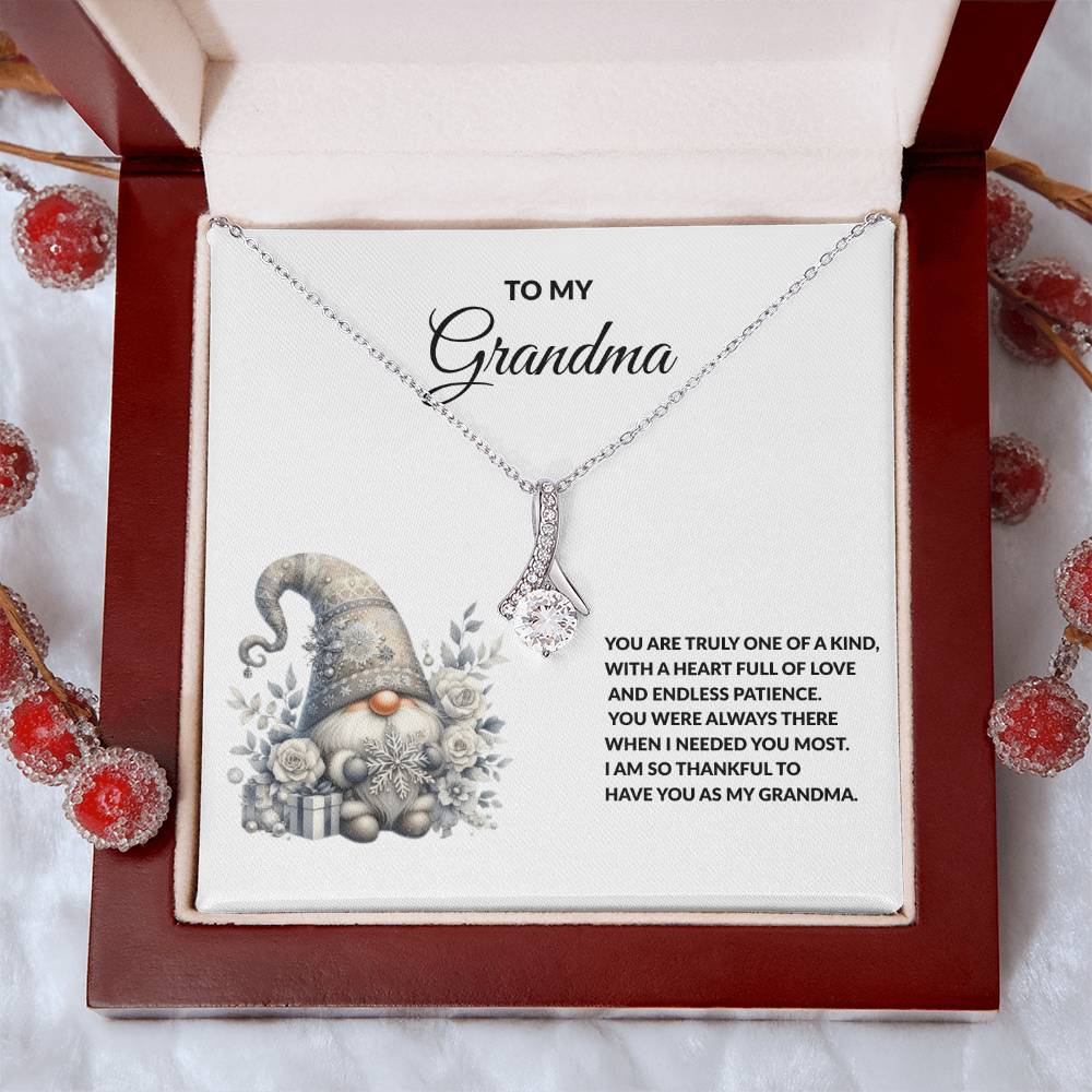 To My Grandma Necklace – Meaningful Gift for Grandma, Winter Gnome Necklace from Grandchild