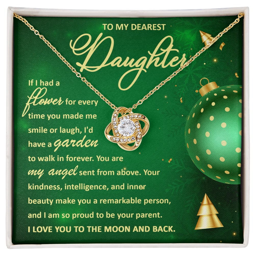 To My Dearest Daughter – My Angel, I Love You to the Moon and Back Christmas Necklace Gift