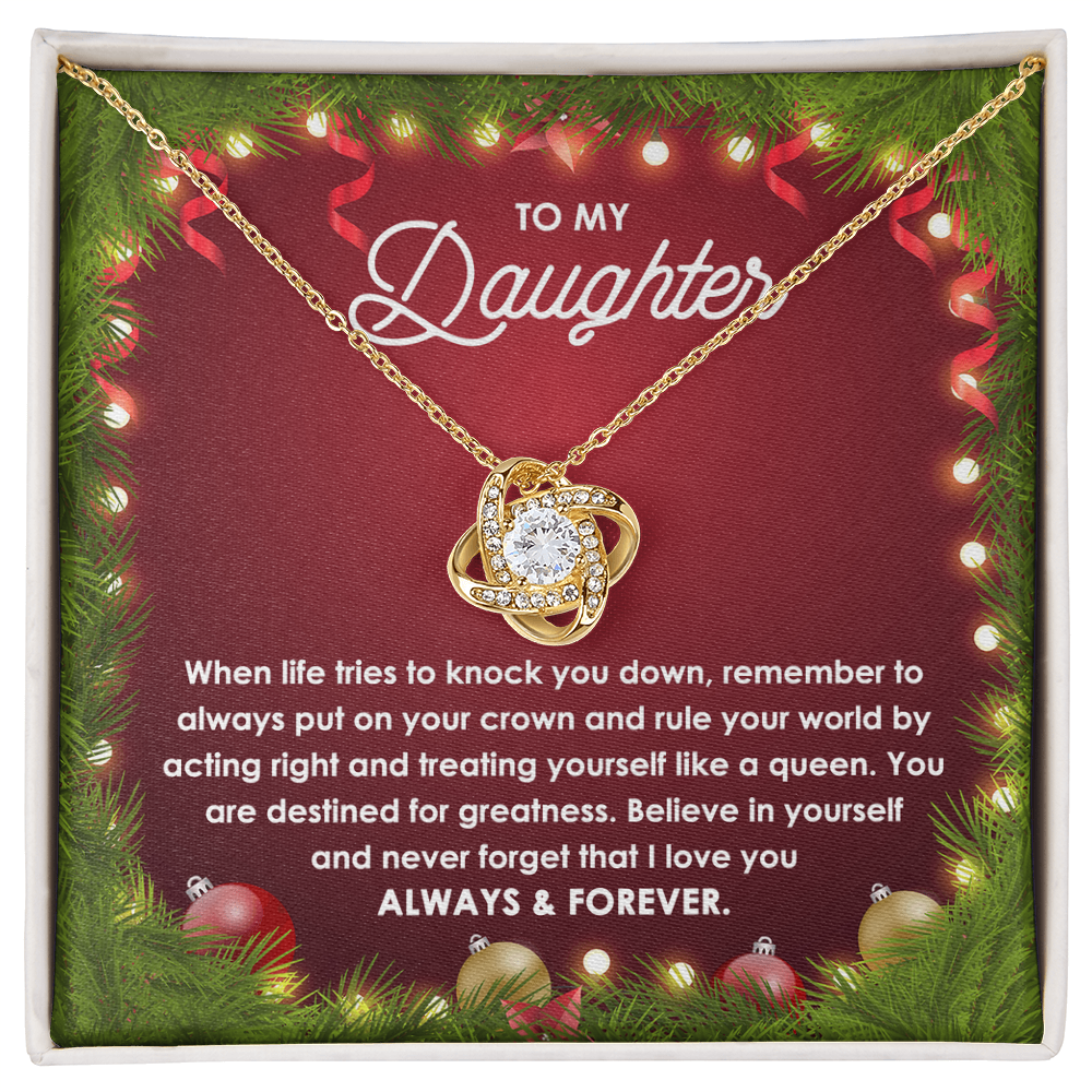 To My Daughter – Rule Your World Like a Queen, Always & Forever Inspirational Christmas Gift Necklace